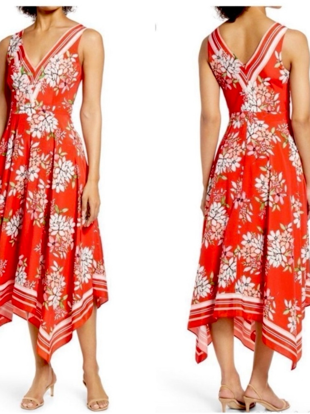 Vince Camuto Summer Fun City Chic Whimsical Vibrant Floral High-Low Dress Sz 6